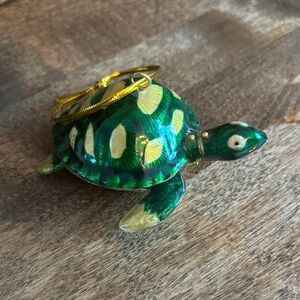 Green Turtle Ornament with Gold Accents